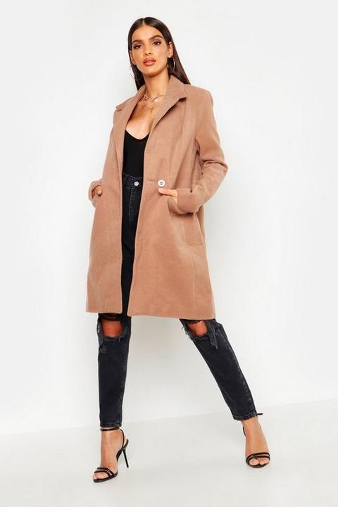 Womens Zip Pocket Tailored Coat - Beige - Size 8, Beige