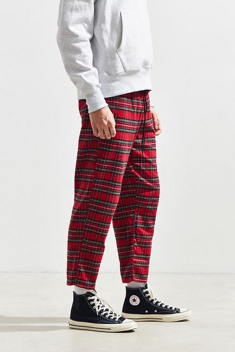 Uo Spencer Red Tartan Trousers