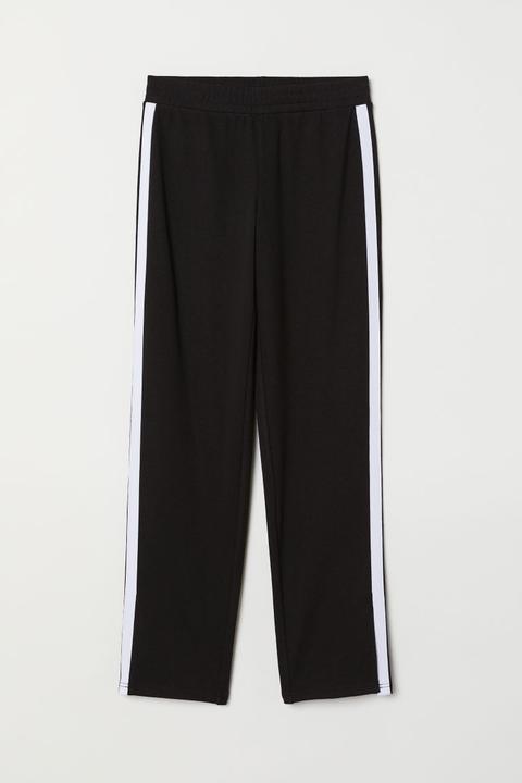 Pantalón Con Franjas Laterales - Negro