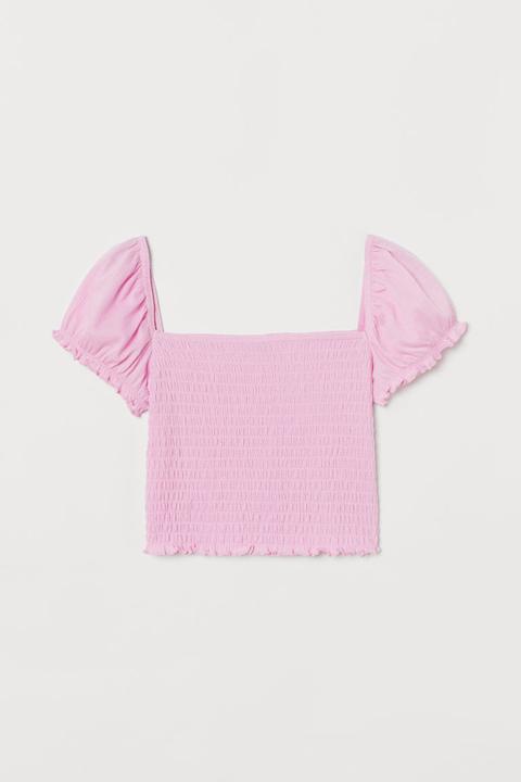 Smocked Cropped Top - Pink