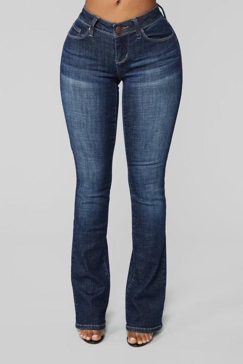 dark denim bootcut jeans