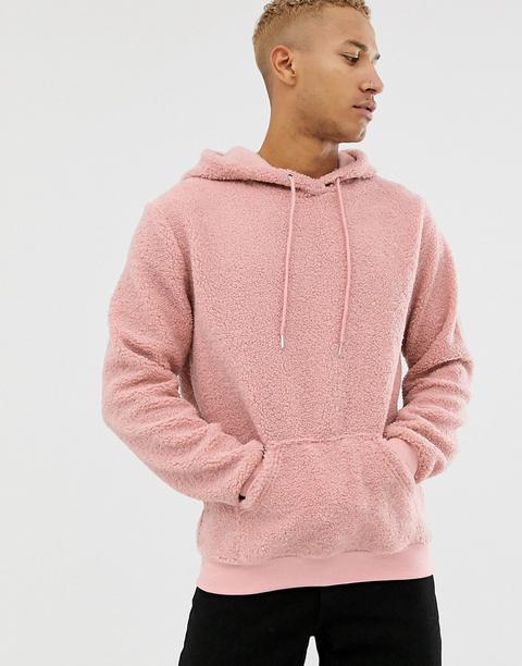 Sudadera Rosa Polvareda Extragrande Con Capucha Y Diseño De Borreguito De Liquor N Poker