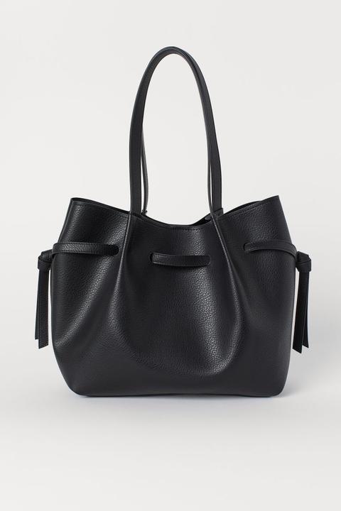 Drawstring Shopper - Black