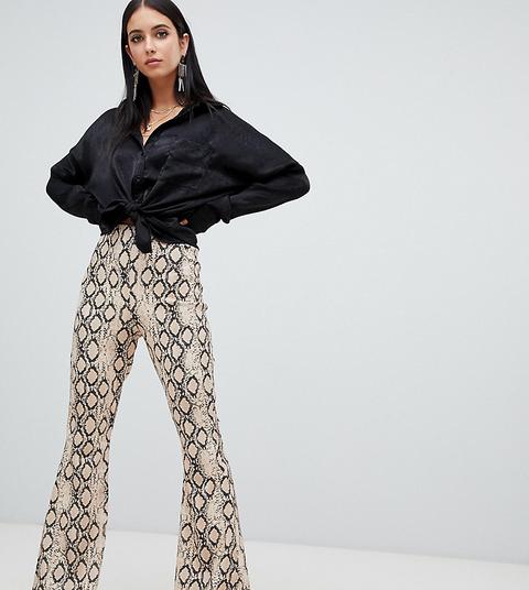 Missguided - Pantalon Évasé À Imprimé Serpent - Multi