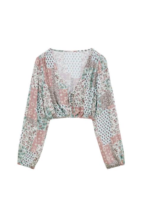 Blusa Cropped Patchwork Fluida