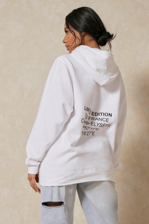 Womens Limited Edition Paris Oversized Hoodie White