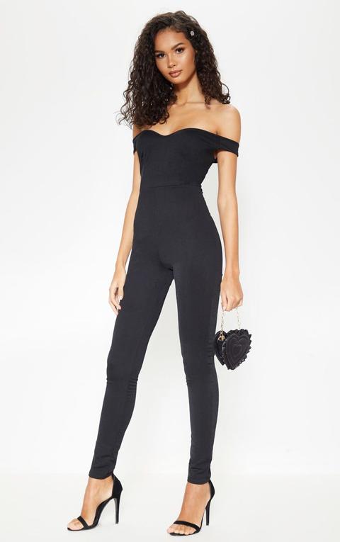 Black Bardot Jumpsuit, Black
