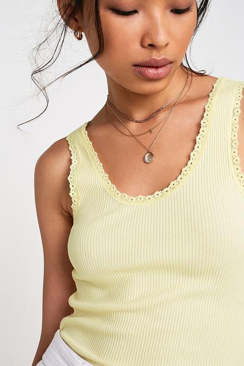 Uo Lace Trim Vest - Yellow L At Urban Outfitters from Urban Outfitters on  21 Buttons