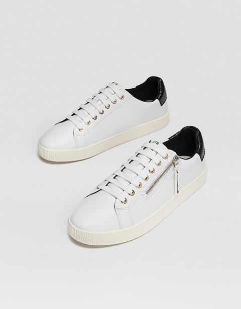 Sneakers Bianche Con Cerniera Bianco