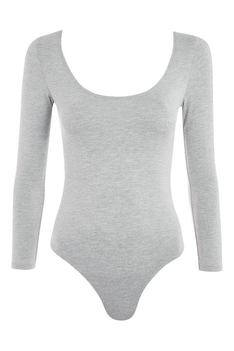 Womens Long Sleeve Cotton Lycra Body - Grey Marl, Grey Marl