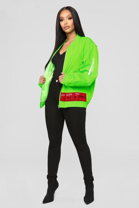 neon green bomber jacket