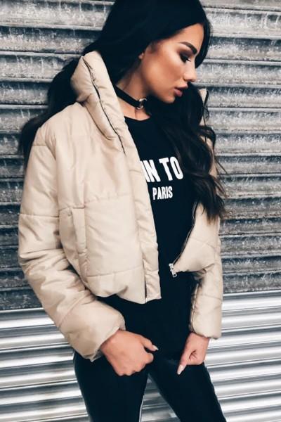 stone cropped puffer jacket