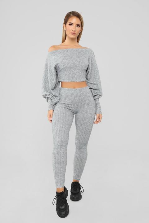 Feelin' Bubbly Pant Set - Heather Grey