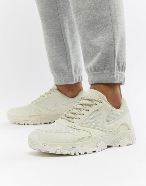 Asos Design - Baskets Ton Sur Ton À Semelle Épaisse - Blanc Cassé