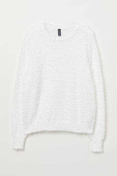 H & M - Pullover In Filato Peloso - Bianco
