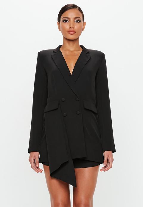 Black Tuxedo Blazer Playsuit, Black