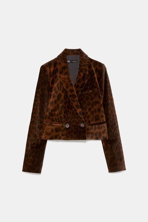 Blazer In Velluto Con Stampa Animalier