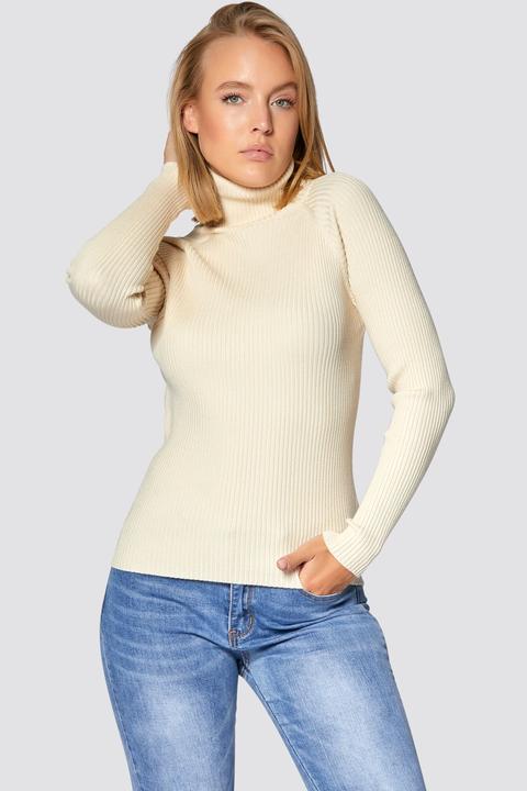 Gerippter Rollkragen Pullover