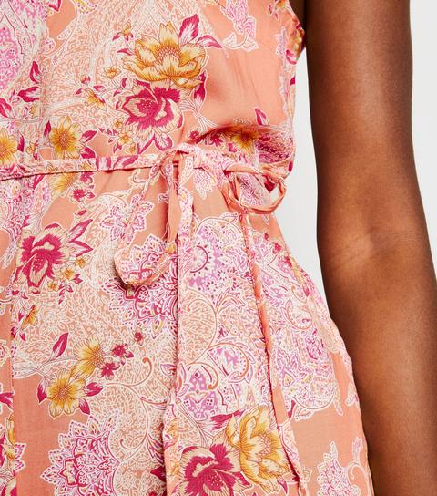 Pink Floral Paisley Playsuit New Look