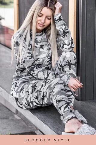 Roberta Camo Grey Loungewear Set