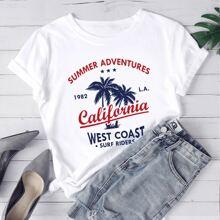 Camisetas Letras Blanco Casual