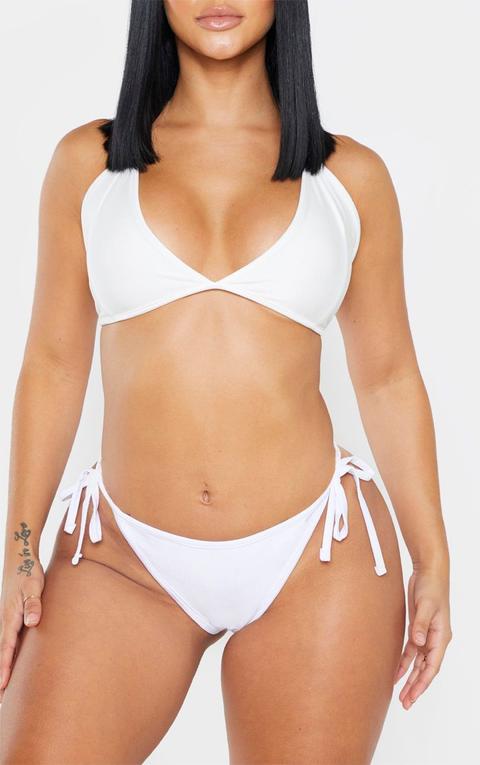 Shape White Strappy Tie Side Bikini Bottom, White