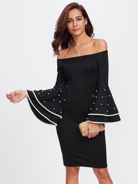 Vestito Con Perle Sintetiche