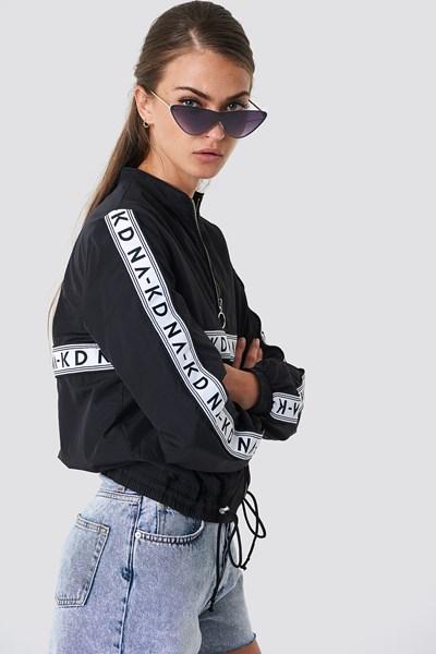 Na-kd Urban Striped Logo Tracksuit Jacket - Black