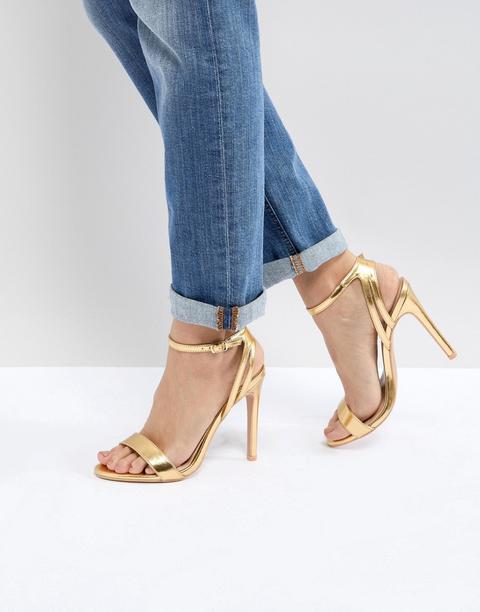 Sandalias De Tacón En Dorado Metálico Runaway De Public Desire