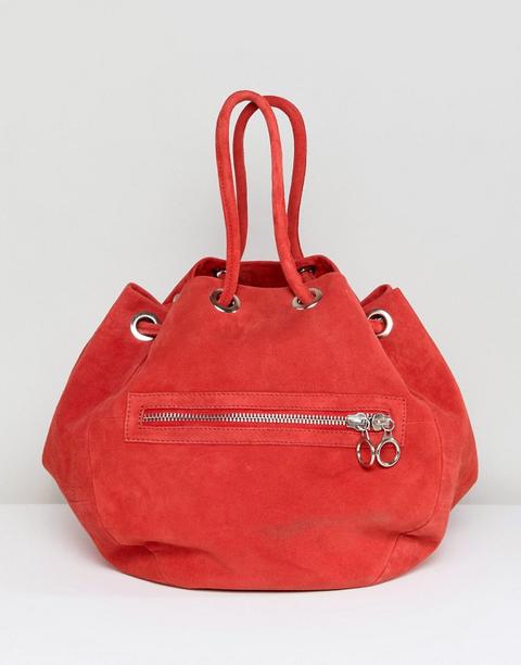 Bolso Tote De Ante Rojo De Gestuz