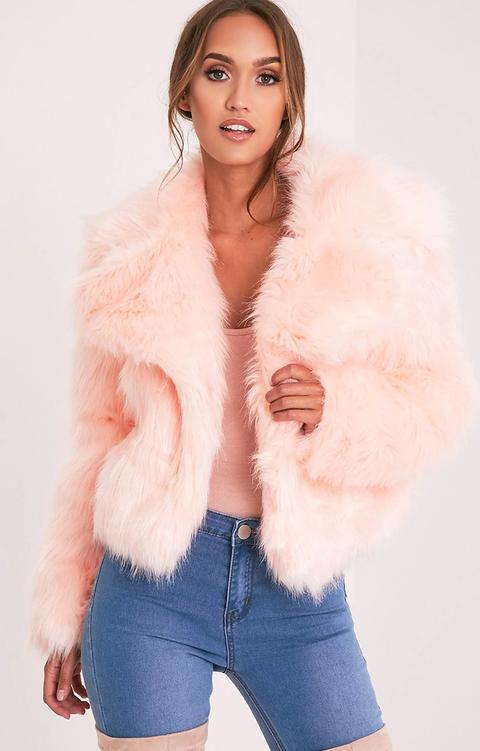 Sophiah Baby Pink Faux Fur Jacket