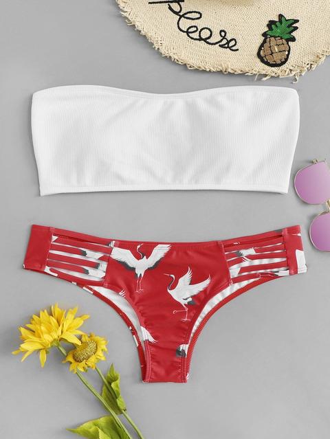 Set Di Bikini Con Stampa Cut-out Plus Ladder