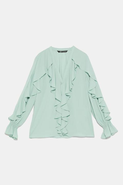 Ruffled Blouse from Zara on 21 Buttons