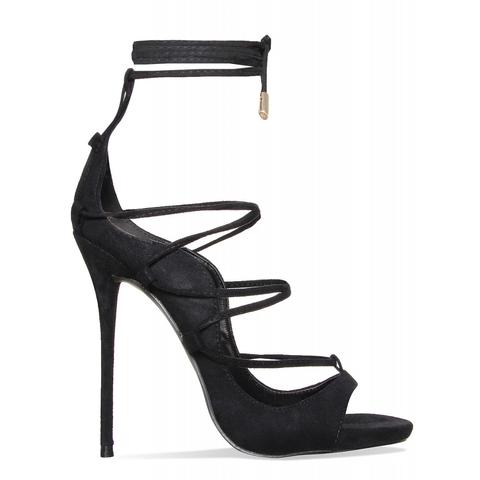 Harper Black Suede Lace Up Heels