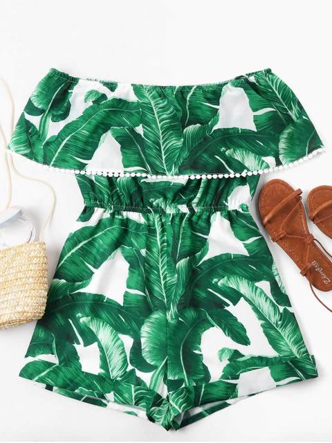 Fuera Del Hombro Romper La Hoja Tropical