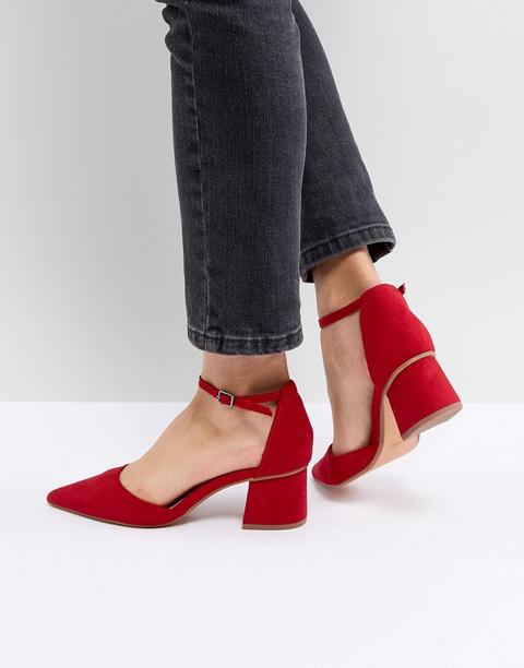 Bershka - Scarpe A Punta Con Tacco Largo - Rosso