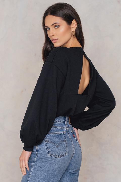 Cut Back Balloon Sleeve Sweater Black