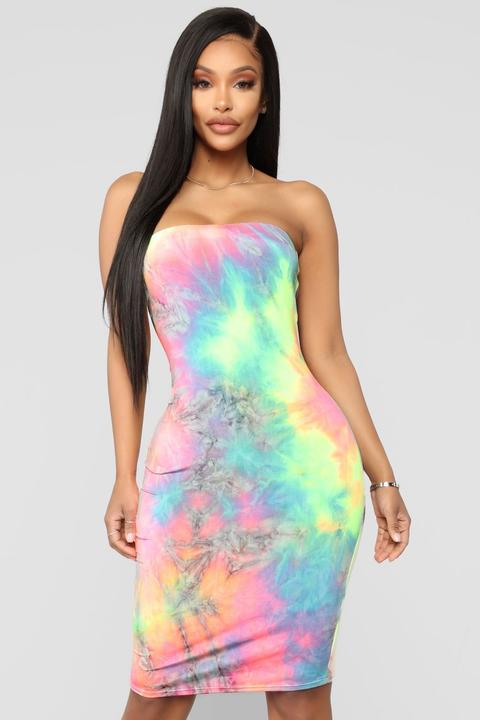 Tie Dye For You Tube Dress - Neon Combo