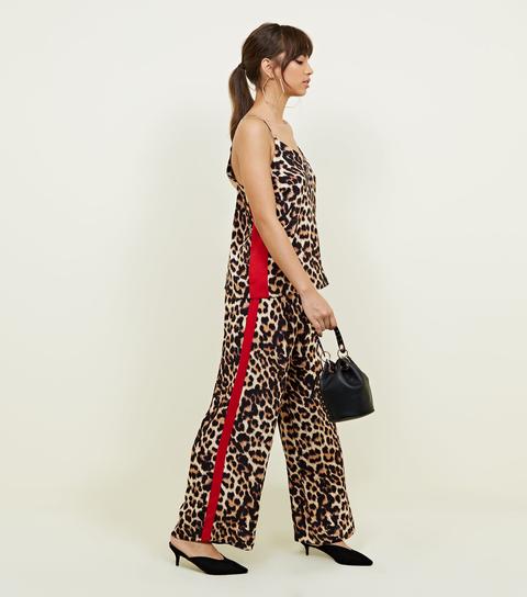 Brown Leopard Print Side Stripe Cami New Look