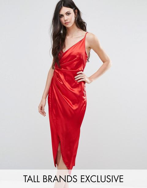 Vestido Midi De Satén Con Diseño Asimétrico Cruzado De Naanaa Tall