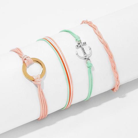 Pulsera Con Diseño De Ancla Y Círculo 4 Piezas