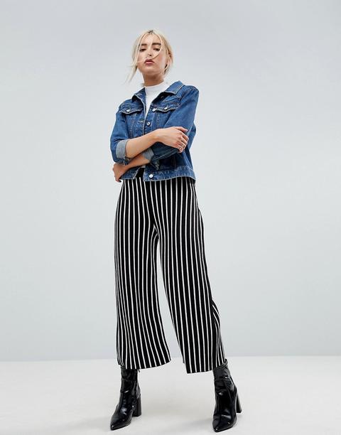 Asos - Gonna Pantalone Lavorata A Maglia A Righe - Multicolore