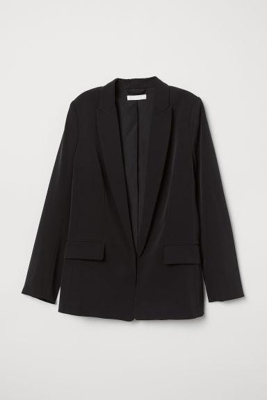 Gerader Blazer - Schwarz - Damen