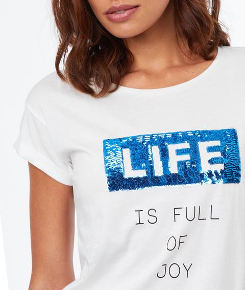 Camiseta Con Mensaje - Life - Xl - Blanco - Mujer - Etam