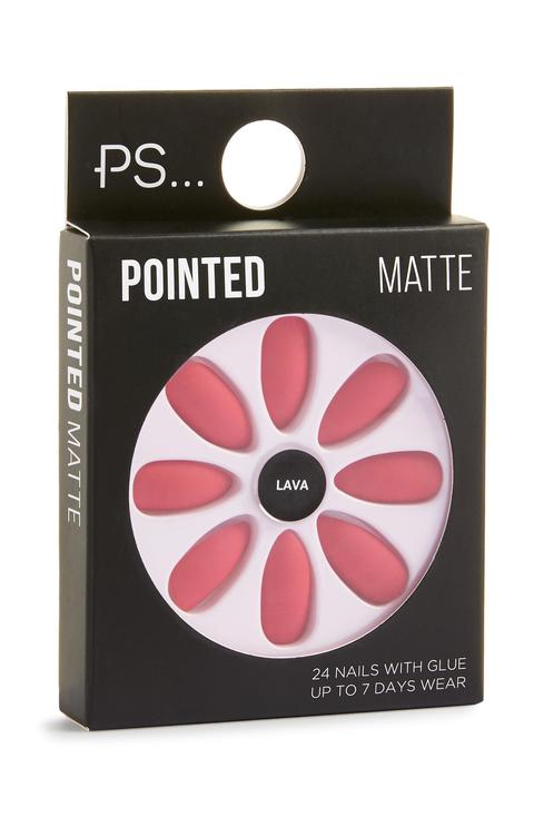 Uñas Postizas «pointed Matte» Color Lava