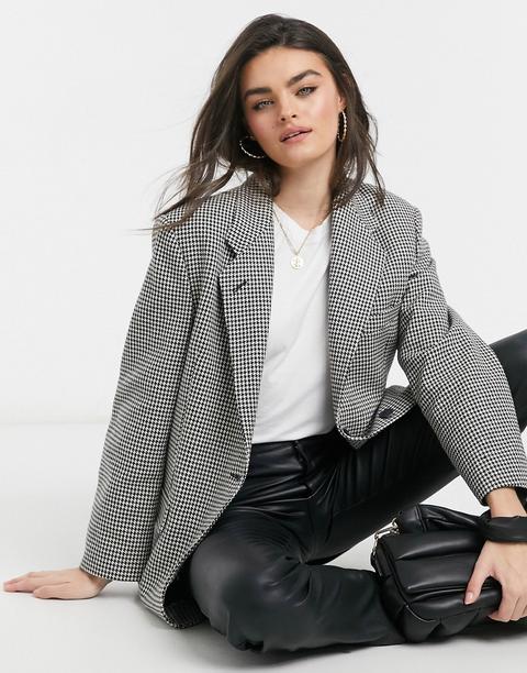 Mango Oversized Blazer In Check-multi