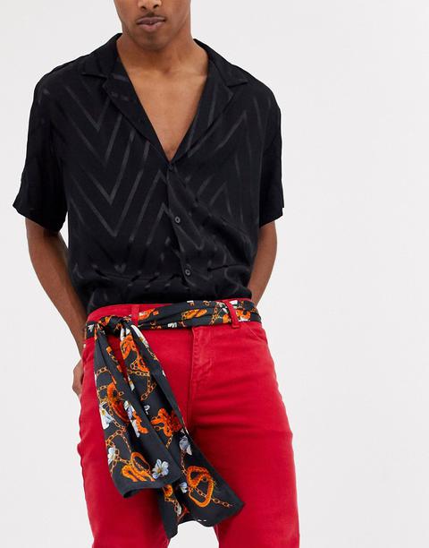 Asos Design Scarf Belt In Black With All Over Print