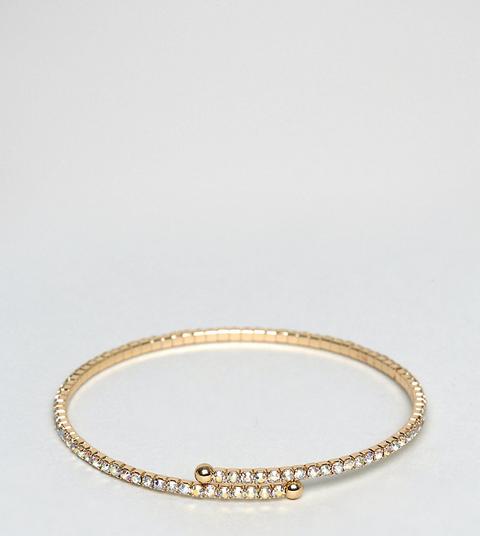 Asos - Bracciale Rigido Con Strass Iridescenti - Oro