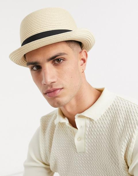 Sombrero De Paja Beis Estilo Pork Pie Ideal Para Festivales De Asos Design-neutro