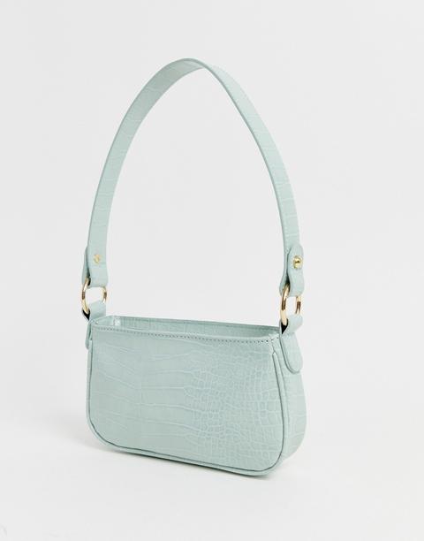 Asos Design - Sac Porté Épaule Effet Croco Style Années 90-vert